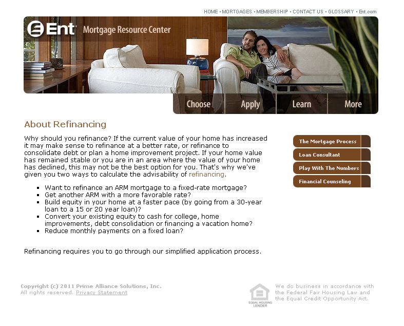 Ent Mortgage Resource Center website